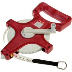 Рулетка землемерная, красный открытый корпус, фибергласовая лента 30 м // КУРС