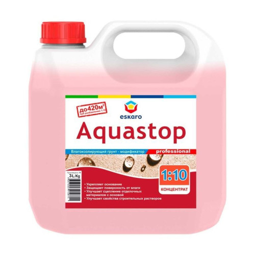 Грунтовка влагоизолятор Eskaro Aquastop Prof концентрат 1:10, 3л