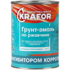 Грунт-эмаль алкидно-уретановая по ржавчине черная 5,5 кг KRAFOR