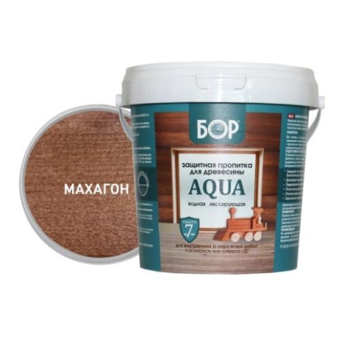 Защитная пропитка для древесины AQUA МАХАГОН / 0,9 кг/ БОР