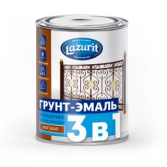 Грунт-эмаль по ржавчине быстросохнущая Черная матовая RAL9005 LAZURIT 1,9 кг
