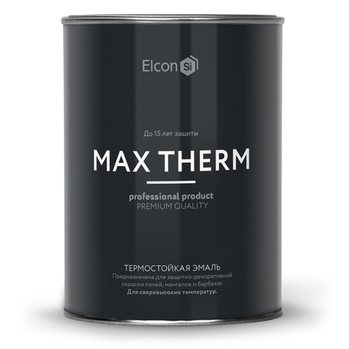 Эмаль термостойкая Max Therm чёрная до +1000&deg;С, 0,8кг, ELCON