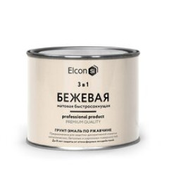 Грунт-эмаль по ржавчине 3 в 1 матовая бежевая 0,4 кг, ELCON