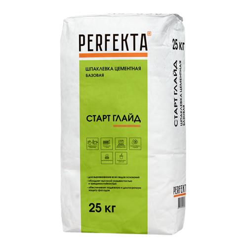 PERFEKTA Шпаклевка цементная базовая Старт Глайд МН, 25 кг