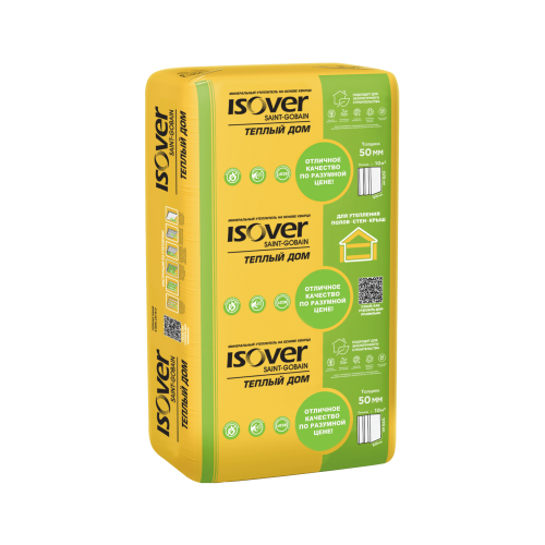 Утеплитель ISOVER Теплый дом Плита 50х610х1170/ 10м2/ 14шт/ 0,5м3