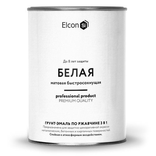 Грунт-эмаль по ржавчине 3 в 1 матовая белая 0,8 кг, ELCON