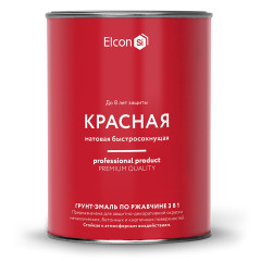 Грунт-эмаль по ржавчине 3 в 1 матовая красная 0,8 кг, ELCON