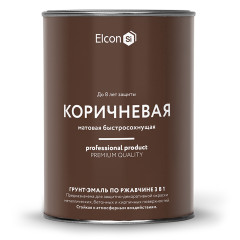 Грунт-эмаль по ржавчине 3 в 1 матовая коричневая 0,8 кг, ELCON