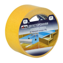 Клейкая лента двухсторонняя UNIBOB 50мм х 25м (ткань) инд. упаковка