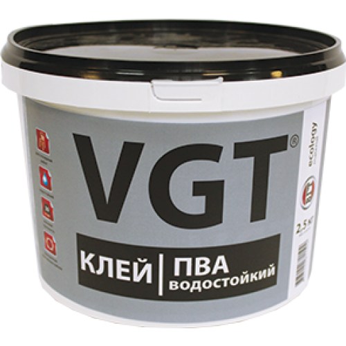 Клей ПВА водостойкий (для ответственных столярный работ) 2,5 кг, VGT