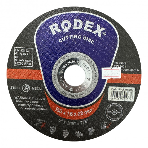 Круг RODEX 150*1.6*22 отрезной по металлу уп25шт SRM16150