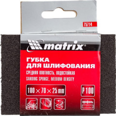 Губка для шлифования, 100 х 70 х 25 мм, средняя плотность, Р 100//Matrix