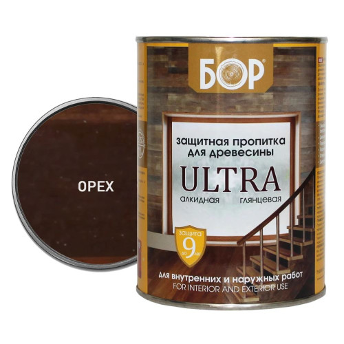 Защитная пропитка для древесины ULTRA ОРЕХ/ 0,75 кг/ БОР