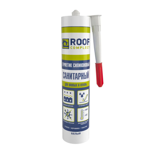 Герметик силиконовый санитарный Roof Complect белый (260мл./24 шт)