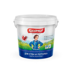 Краска ВД-АК для стен и потолков/ белая/ 1,4 кг/ КАЗАЧКА
