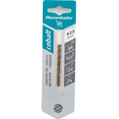 Сверло по металлу, ЦХ, 2,5х57мм, HSS-Co, Р6М5К5, 20шт/уп RENNBOHR COBALT PROM