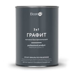 Грунт-эмаль по ржавчине 3 в 1 матовая графит (RAL 7024) 0,8 кг, ELCON