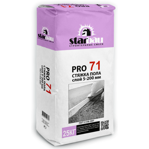 StarBau Pro71,Стяжка пола 5-200мм 25 кг