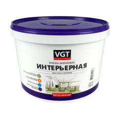 Краска ВД-АК-2180 интерьерная влагостойкая "Белоснежная" 3,0 кг. VGT