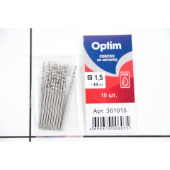 Сверло 361015 по металлу, ЦХ 1,5 мм Optim 10 шт/уп