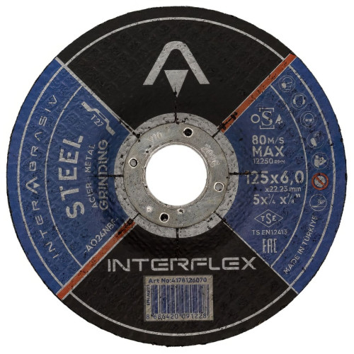 Круг обдирочный по металлу, 125 х 6,0 х 22 мм T27 AO24NBF// INTERFLEX
