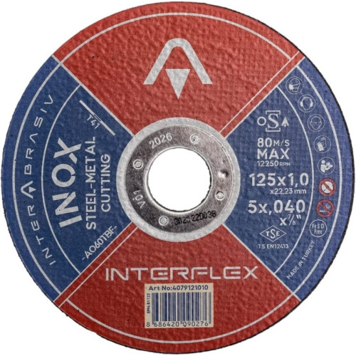 Круг отрезной по металлу, 125 х 1,0 х 22 мм T41 INOX// INTERFLEX