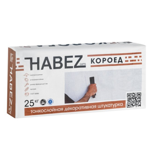 ХАБЕЗ КОРОЕД штукатурка фасадная белая 2,5 мм 25 кг (56шт)