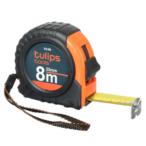 Рулетка Tulips tools с фиксатором 8 м/25мм II10-008 (1/6/48)