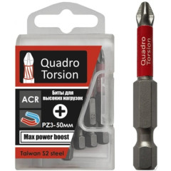 Бита (10 шт; PZ3; 50 мм; 1/4" E6.3) Quadro Torsion