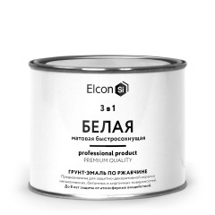 Грунт-эмаль по ржавчине 3 в 1 матовая белая (RAL 9003) 0,4 кг, ELCON