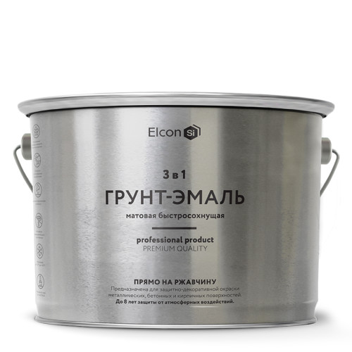 Грунт-эмаль по ржавчине 3 в 1 матовая красная 2 кг, ELCON