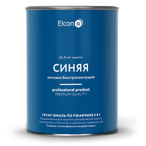 Грунт-эмаль по ржавчине 3 в 1 матовая синяя 0,8 кг, ELCON