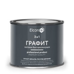Грунт-эмаль по ржавчине 3 в 1 матовая графит 0,4 кг, ELCON