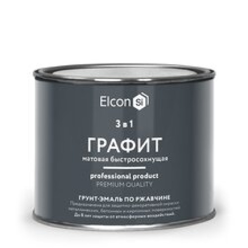 Грунт-эмаль по ржавчине 3 в 1 матовая графит 0,4 кг, ELCON
