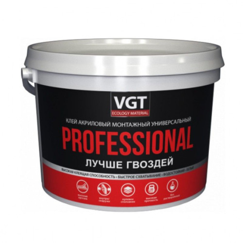 Клей акриловый монтажный универ. белый Professional 0,8 кг , VGT
