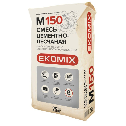 Смесь Экомикс " Смесь цементно-песчаная" М150 25 кг