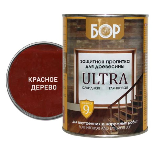Защитная пропитка для древесины ULTRA КРАСНОЕ ДЕРЕВО/ 0,75 кг/ БОР