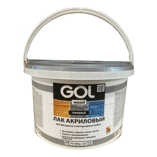 Лак акриловый глянцевый по дереву и др.поверхн., морозост., 0.9 кг GOLwood