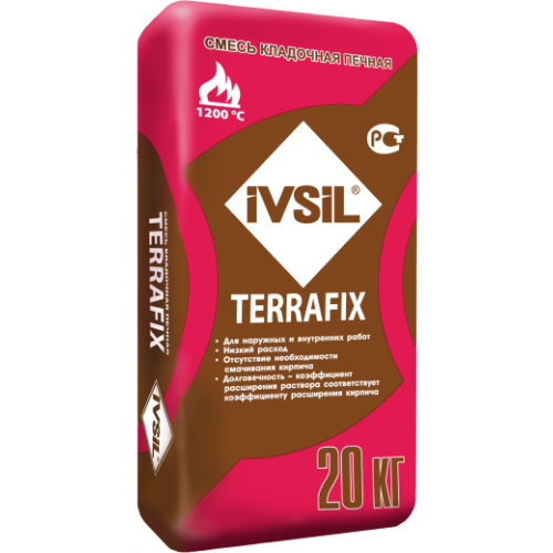 Клей термостойкий плиточный (смесь кладочная печная) Ivsil TerraFix 20 кг