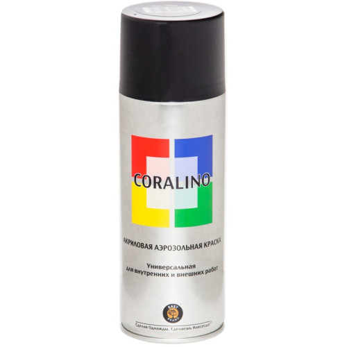 Краска аэрозольная RAL 9005 Чёрный глянцевый 200г CORALINO