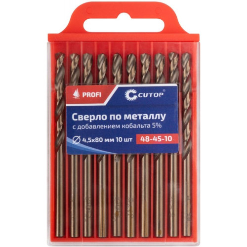 Сверло по металлу Cutop Profi с кобальтом 5% 4,5х80 мм, 10 шт