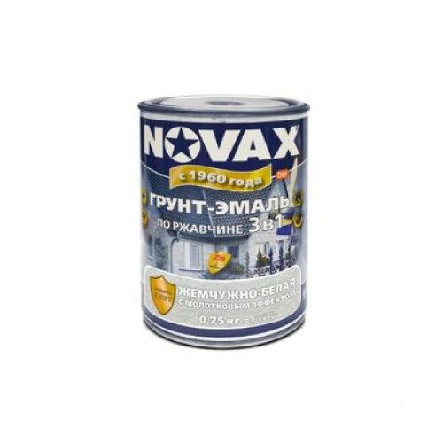 Грунт-эмаль молотковая жемчужно-белый , 0,75 кг, NOVAX