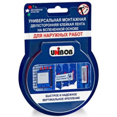 Клейкая лента двухсторонняя UNIBOB для наружных работ 19мм х 1,5м пена
