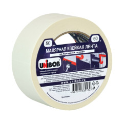 Клейкая лента малярная UNIBOB 50мм х 50м, белая (инд. упаковка)