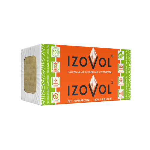 Плиты минераловатные IZOVOL Л-35 100мм 1200х600 4 плит 2,88м2/ 0,288м3 (35кг/м3) (24 уп/пал)