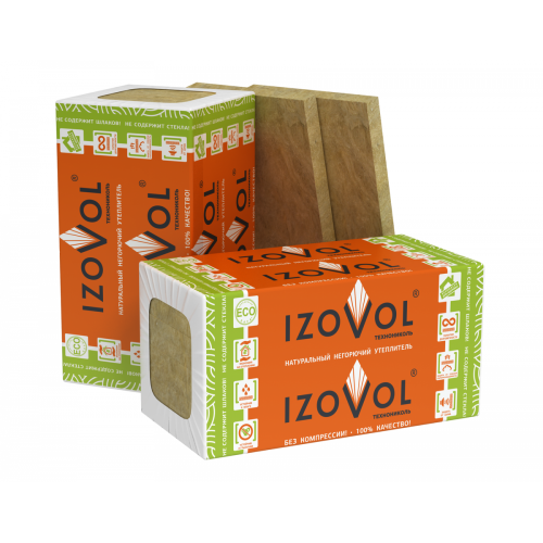 Плиты минераловатные IZOVOL Л-35 50мм 1200х600 8 плит 5,76м2/ 0,288м3 (24 уп/пал)