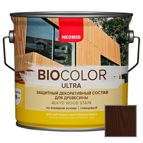 Защитный декоративный состав BIO COLOR Ultra для древесины Палисандр 0,9 л NEOMID