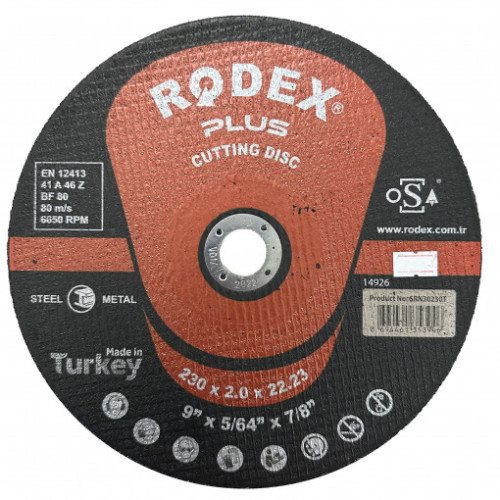 Круг RODEX 230*2.0*22 отрезной по металлу уп25шт SRM2230