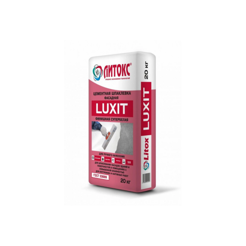 Литокс LUXIT белая цементная фасадная шпатлевка 20 кг
